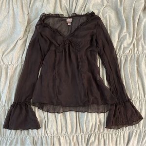 Vintage Xhilaration Brown Bell Sleeve Top